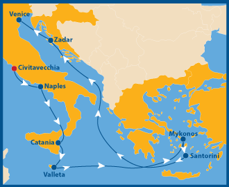 Route schwule Kreuzfahrt Mittelmeer Atlantis